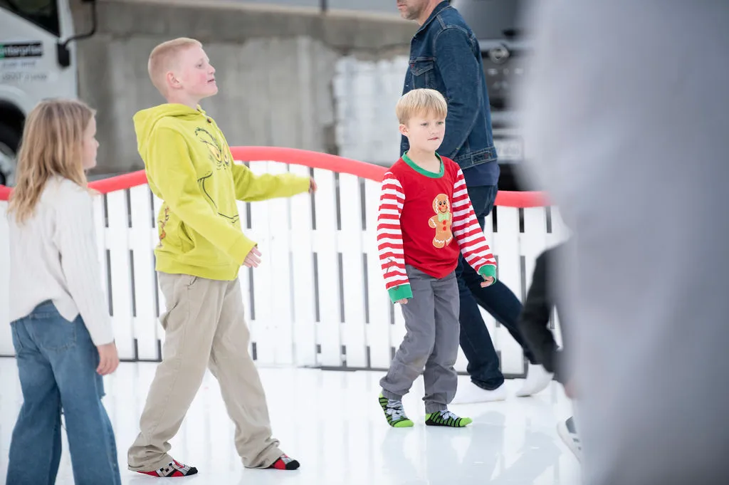 Children skating on the rink at the Bright Nights Block Party