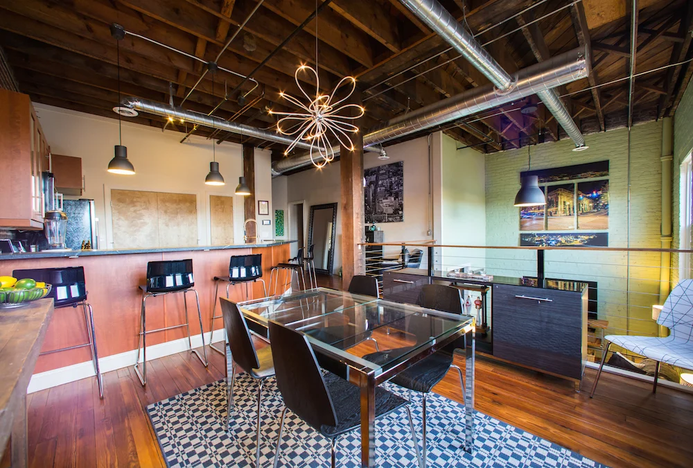 Downtown Lynchburg loft building along the riverfront